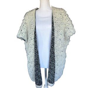 My Beloved Women's Sweater Vest One Size White Black Fuzzy Soft Wool Blend Open